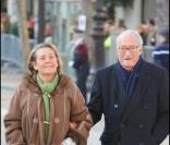 Alain Decaux et son épouse aux obsèques d'Henri Salvador, samedi 16 février 2008, en l'église de la Madeleine