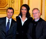 Bernard Montiel, Sonia Rolland et Thierry Frémaux lors du gala de charité organisé par l'association Maïsha à Lyon le 18 octobre 2009