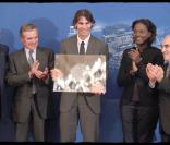 Rafael Nadal entouré de Bernard Accoyer et Rama Yade, lors de la remise des Prix 2008 de l'Académie des Sports, à l'Assemblée Nationale, à Paris, le 9 novembre 2009.