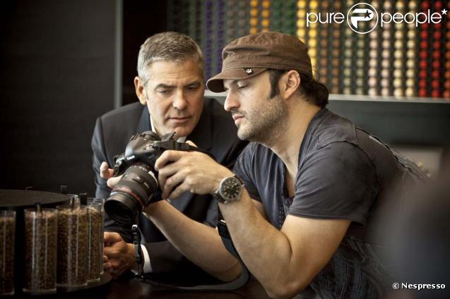 George Clooney et Robert Rodriguez sur le tournage de la pub Nespresso. 
