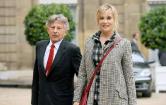 Roman Polanski et sa femme Emmanuelle Seigner dans la cour de l'Elysée en 2007