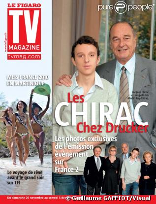 Jacques Chirac et son petit fils Martin en couverture de  TV Magazine , parution le 29 novembre 2009. 