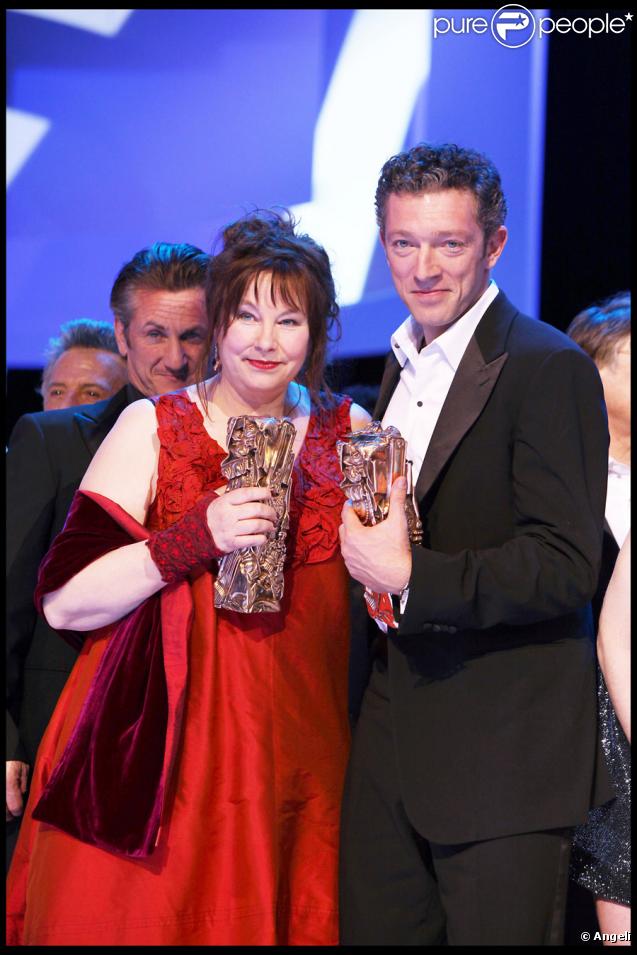 Yolande Moreau et Vincent Cassel, lauréats des César pour leur rôle dans Séraphine et Mesrine en 2009 
