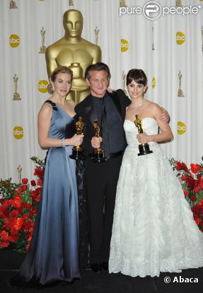 Kate Winslet (The Reader), Sean Penn (Milk) et Penélope Cruz (Vicky, Cristina, Barcelona), lauréats des Oscars 2009