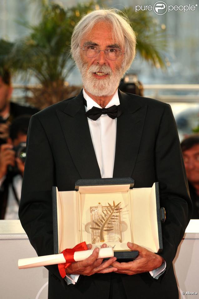 Michael Haneke a reçu la Palme d'Or pour Le Ruban Blanc, à Cannes en 2009