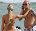 Le footballeur Andreï Voronin avec sa femme Yulia, en vacances à Miami Beach, le 30 décembre 2009
