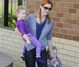Marcia Cross emmène ses jumelles Savannah et Eden à l'école (Santa-Monica, 6 janvier 2010)