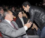 Jamel Debbouze, avec Jacques Chirac et Rachida Dati, lors de la célébration du 3e anniversaire de la fondation de la culture et de la diversité en mai 2009 