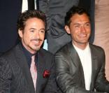 Robert Downey Jr. et Jude Law lors de la première de Sherlock Holmes à Madrid le 12 janvier 2010