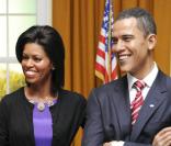 Barack et Michelle Obama version statues de cire dans le bureau ovale reconstitué dans le musée Madame Tussaud à Londres<br />