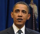 Barack Obama faisant un discours à la Maison Blanche le 20 janvier 2010<br />