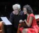 Gérard Darmon et Noémie Kocher lors de la pré-représentation de la pièce Je l'aimais, mise en scène par Patrice Leconte, le 19 janvier 2010