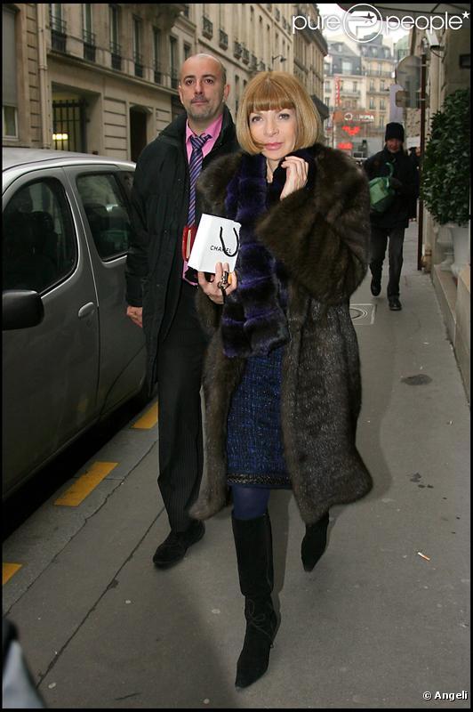 Anna Wintour au défilé Chanel Haute-Couture le 26 janvier 2010