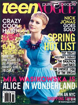 Mia Wasikowska en couverture de Teen Vogue 