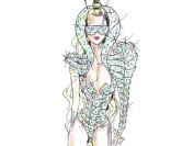 Croquis des tenues de scène de Lady Gaga par Giorgio Armani
