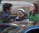 Leighton Meester, Penn Badgley et Zuzanna Szadkowski sur le tournage de Gossip Girl, le 1er mars 2010