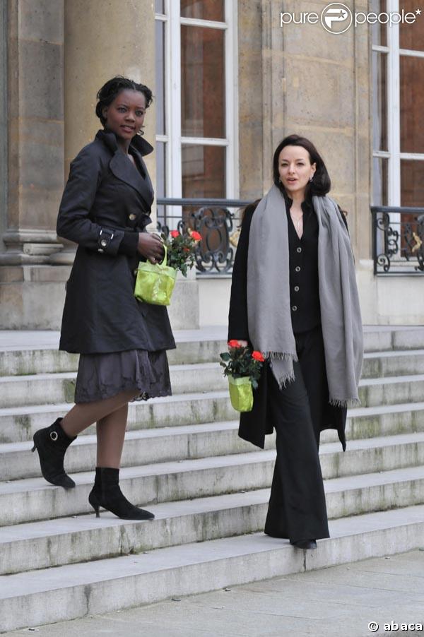 Rama Yade et Eliette Abécassis au Palais de l'Elysée pour le déjeuner des 150 femmes d'exception, le 8/03/08