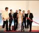 Kristin Scott Thomas, Michel Drucker, Dominique Desseigne, et Gilles Jacob lors de l'inauguration de la nouvelle aile de l'hôtel Majestic Barrière, le 12 mai 2010