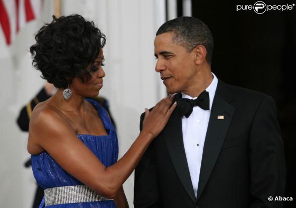 Michelle et Barack Obama reçoivent le président mexicain Felipe Calderon et son épouse à la Maison Blanche, le 19/05/2010.