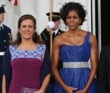 Michelle et Barack Obama reçoivent le président mexicain Felipe Calderon et son épouse à la Maison Blanche, le 19/05/2010.
