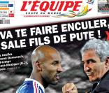 Auteur d\'insultes à Raymond Domenech rendues publiques et profondément irrespectueuses (aussi bien envers le sélectionneur qu\'envers le maillot), Nicolas Anelka est sanctionné : il est exclu de l\'équipe de France.
