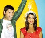 Karine Ferri et Christophe Beaugrand, copains comme cochons lors du shooting pour le 15e anniversaire de TÊTU