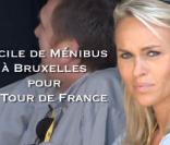 Cécile de Ménibus, présente sur le Tour de France, interviewée par  La Dernière Heure  à Bruxelles.