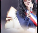 Yamina Benguigui. Rassemblement à l'initiative de Ni Putes Ni Soumises sur l'esplanade des Droits de l'Homme au Trocadéro à Paris en soutien à Sakineh Mohammadi Ashtiani, le 28 août 2010