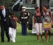 Barack Obama, sa femme Michelle, et leurs filles Malia et Sasha arrivent à la Maison Blanche