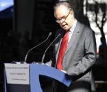 Frédéric Mitterrand à l'occasion de la cérémonie en hommage à Claude Chabrol, sur le parvis de la Cinémathèque Française, à Paris, le 17 septembre 2010.