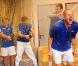 L'équipe de France de tennis célèbre comme il se doit sa victoire en Coupe Davis qui lui ouvre les portes de la finale le 18 septembre 2010