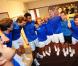 L'équipe de France de tennis célèbre comme il se doit sa victoire en Coupe Davis qui lui ouvre les portes de la finale le 18 septembre 2010
