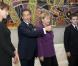 Nicolas Sarkozy, son fils Louis et son épouse Carla rencontrent Angela Merkel dans le cadre du Sommet sur les Objectifs du Millénaire pour le Développement, à New York. 20/09/2010