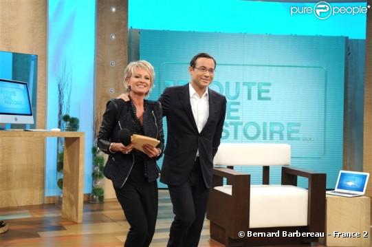 Sophie Davant aux commandes de Toute une histoire, sur France 2. Enregistrement de l'émission, le 21/09/2010