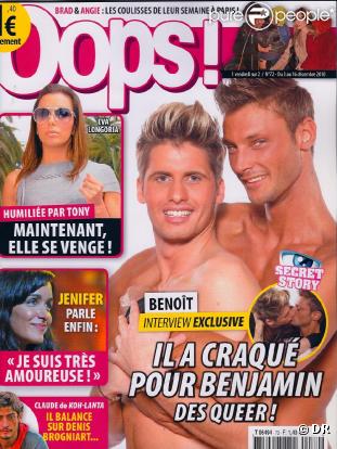 Benoît de Secret Story 4 et Benjamin Bove en couverture de Oops  