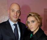 Frédéric Bondoux et Vahina Giocante lors de la soirée du lancement de la collection Ladymatic de la maison Omega, dans la boutique des Champs-Elysées le 7 décembre 2010