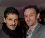 Pascal Elbé et Jean-Paul Rouve lors de la soirée du lancement de la collection Ladymatic de la maison Omega, dans la boutique des Champs-Elysées le 7 décembre 2010