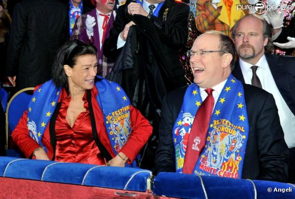 Stéphanie de Monaco et Albert très complices à la seconde soirée du 35 festival international du cirque de Monte-Carlo, le vendredi 21 janvier.