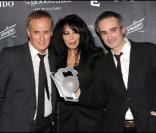 Yamina Benguigui et Olivier Assayas à la cérémonie des Globes de Cristal 2011, le 7 février 2011.