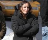 Leighton Meester sur le tournage de la série Gossip Girl à Manhattan le 7 février 2011 