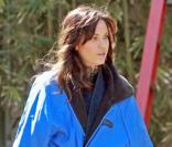 Mandy Moore sur le tournage de  Breaking in , à Los Angeles, le 1er mars 2011.
