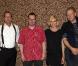 Kiefer Sutherland, Lars Von Trier, Kirsten Dunst et Stellan Skarsgard, lors de la conférence de presse pré-tournage de  Melancholia , en juillet 2010.