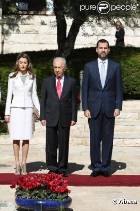 Letizia et Felipe d'Espagne lors de leur visite officielle en Israël. Le 11 avril 2011