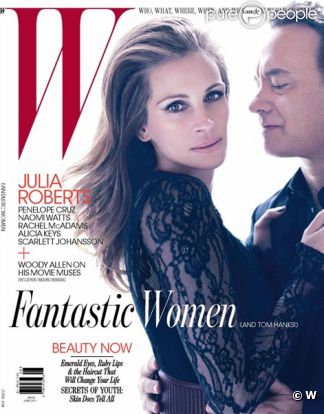 Julia Roberts pose en Une du magazine W avec Tom Hanks.