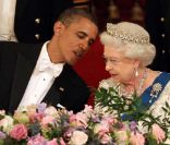 Barack Obama et Elizabeth II, dîner de gala à Buckingham Palace, à Londres, le 24 mai 2011.