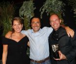 Maud Fontenoy, Nicolas Vannier et Bertrand Piccard à la première édition des trophées de l'écologie, le 20 juin 2011, à Paris.