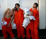 Le casting de Jackass - Johnny Knoxville, Bam Margera, Ryan Dunn et Steve-O - à New York, octobre 2002.