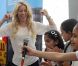 Shakira donne un cours de danse dans une école bilingue (arabe et hébreu) à Jérusalem. Israel, 21 juin 2011