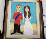 Le prince William et Kate, duchesse de Cambridge, dessinés par un petit malade à l'hôpital pour enfants Sainte-Justine, à Montréal le 2 juillet 2011