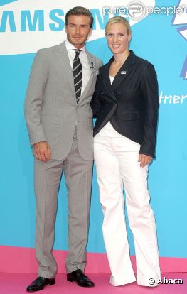 David Beckham et Zara Phillips le 14 juillet 2011 à Londres pour le lancement de la campagne promotionnelle Everyone's olympic games pour les JO 2012